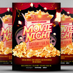 Admirable Movie Night Flyer Templates Sample Editable Template