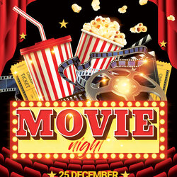 Capital Movie Night Flyer Poster Template Christmas Flyers Movies Posters Graphics Cart Background Example