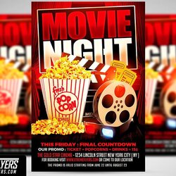 Swell Movie Night Flyer Template Poster Casting Cinema Roasting Brochure