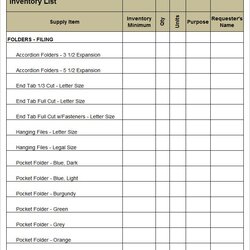 Office Supply List Template Excel Templates Inventory Examples Spreadsheet Printable Documents