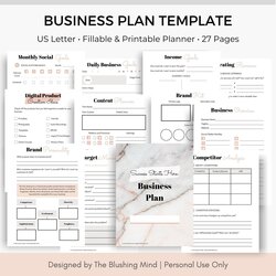 Business Plan Template Planner Small Printable