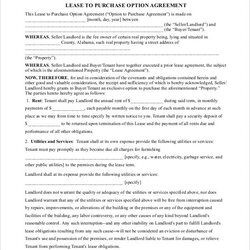 Home Purchase Agreement Template Lease Contract