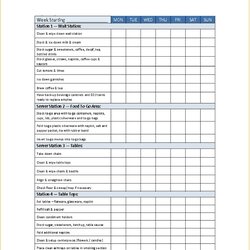 Matchless Server Checklist Template Web Yes You Can Use The Excel For Restaurant Side Work