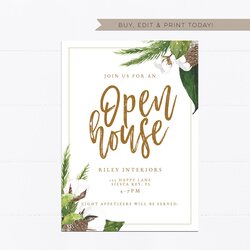 Superior Open House Invitation Template Editable Printable Invite