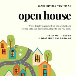 Capital Free Printable Open House Invitation Templates Houses Cream With Colorful