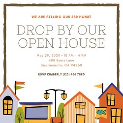 Splendid Free Printable Open House Invitation Templates Houses Colorful Illustrated