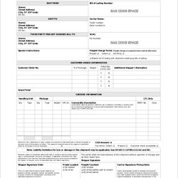 Free Sample Bill Of Lading Forms In Ms Word Blank Form