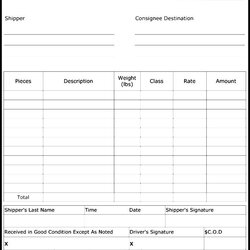 Sublime Bill Of Lading Form Template Sample Templates