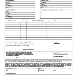 Superior Printable Generic Bill Of Lading Form Forms Free Online