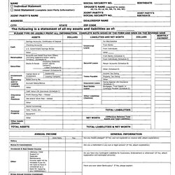 Very Good Personal Financial Statement Templates Forms Template Examples Kb