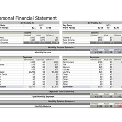 Personal Financial Statement Templates Forms Template Examples