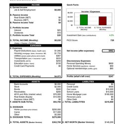 Splendid Personal Financial Statement Templates Forms Template Statements Printable Bank Blank Fill Kb
