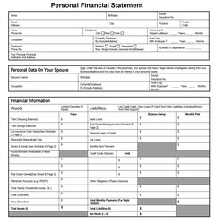 Excellent Personal Financial Statement Templates Forms Template Kb