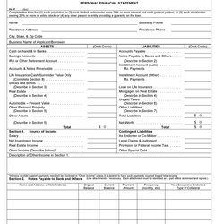 Eminent Personal Financial Statement Templates Forms Template Kb