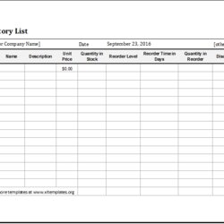 Preeminent Inventory List Template For Ms Excel Templates Printable Spreadsheet Examples Food Business Format