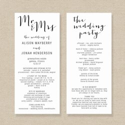 Terrific Wedding Program Template Editable Rustic Word Printable Ms Description