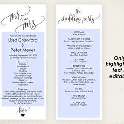 Tremendous Wedding Program Template Instant Download