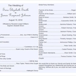 Marvelous Printable Editable Free Wedding Program Template Microsoft Download