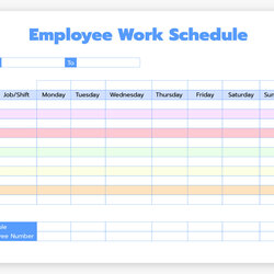 Great Printable Employee Work Schedule Template Free Templates