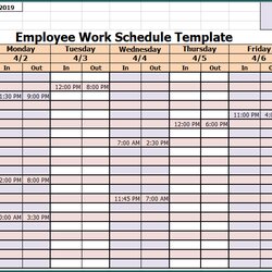 Excellent Free Printable Excel Work Schedule Template Sample Employee Of