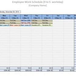 Excel Work Schedule Template Word Image