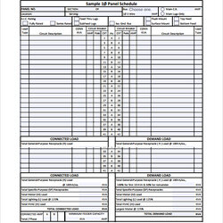 Free Panel Schedule Template Single Phase