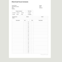 Splendid Free Electrical Panel Schedule Template Google Docs Word Apple
