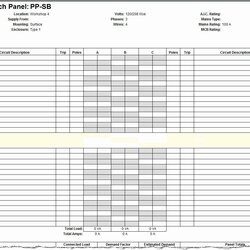 Brilliant Electrical Panel Schedule Excel Template Free Printable Templates Design