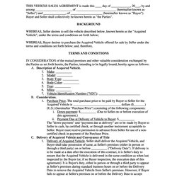 Printable Vehicle Purchase Agreement Templates Word