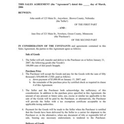 Sales Agreement Template In Word And Formats