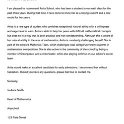 Splendid Letter Of Recommendation Template For University Student Invitation College Sample Letters Examples