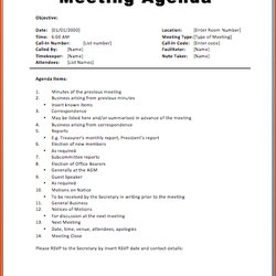 Tremendous Printable Doc Free Meeting Agenda Template Basic Planners