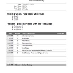 Meeting Agenda Templates Free Printable Excel Word Formats Template With Calculated Times