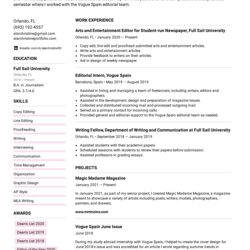 Great Internship Resume Example Writing Tips For