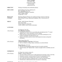 Matchless Resume Template Internship Templates Example