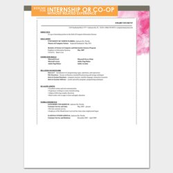 Internship Resume Template Samples Examples Format Student For