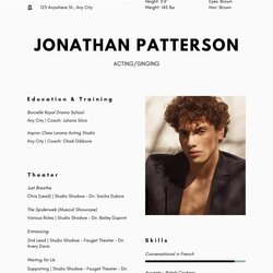 Sublime Model Actor Resume Template Grey Creative