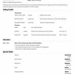 Sterling Beginner Actor Resume Template Lovely In