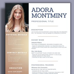 Excellent Actress Actor Resume Template With Photo For Word Acting