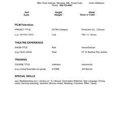 Magnificent Acting Resume Template