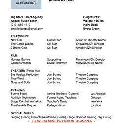 Fantastic Actor Basic Resume What To Include Avoid Plus Free Acting Credits Outstanding Template