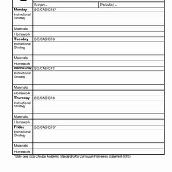 Free Lesson Plan Template Elementary In School Plans