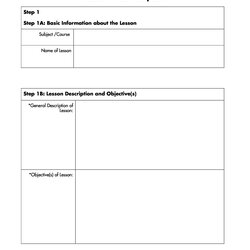 Excellent Printable Elementary Lesson Plan Template Templates