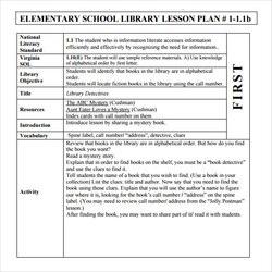 Great Free Sample Elementary Lesson Plan Templates In Template School Library