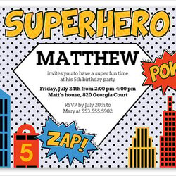 Admirable Superhero Birthday Invitation Templates Template Themed Invitations Super Hero Certificate Boy