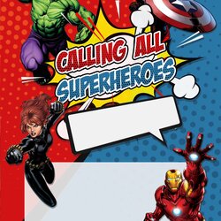 Comic Avengers Superhero Birthday Invitation Templates Download Superheroes Kids Party Printable Calling Best