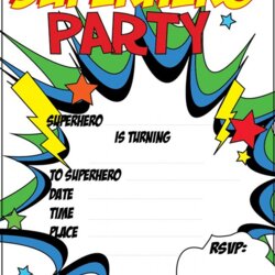 Wonderful Blank Superhero Birthday Invitations Free Invitation Templates