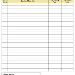 Sublime Free Inventory Spreadsheet Template Of Blank Templates Printable Sheet