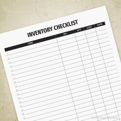 Terrific Inventory Checklist Printable Expenses Sign Off