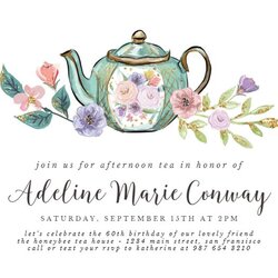 Tea Party Invitation Template Free Greetings Island Invite Tasteful